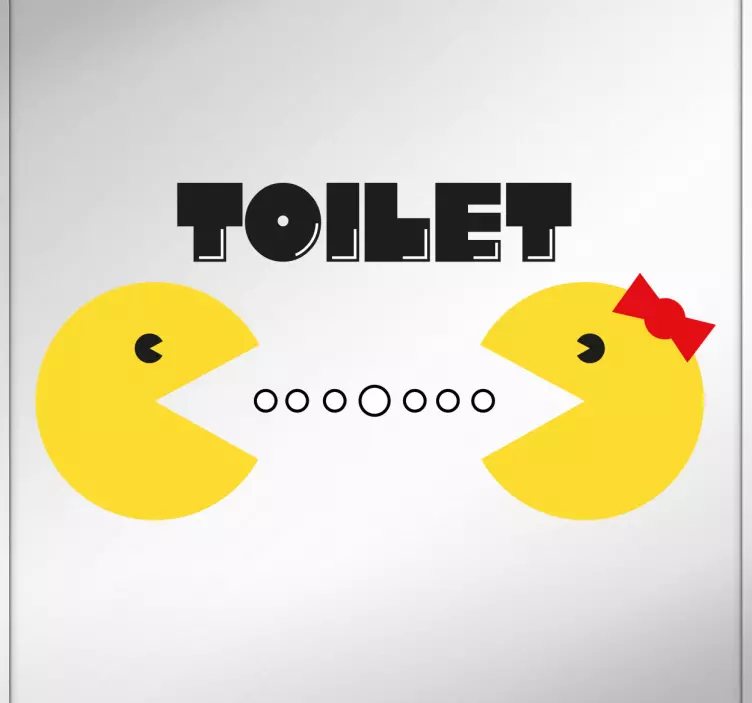 Vinilo gamer para puerta toilet Pacman - TenVinilo