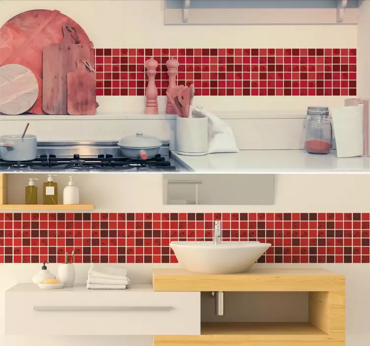 Cenefa adhesiva mosaico de amapolas - TenVinilo