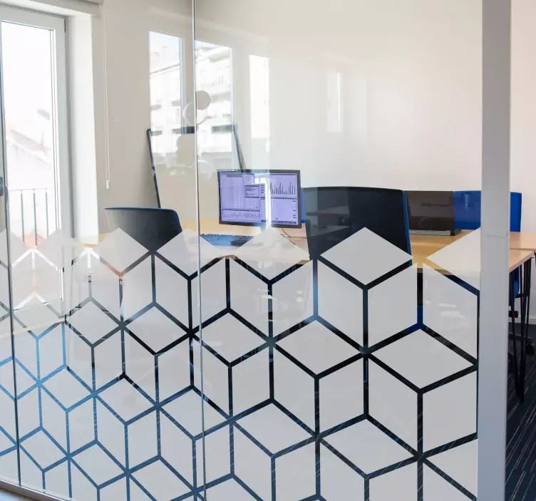 Vinilo para cristal ventana translúcido cubos geométricos - TenVinilo