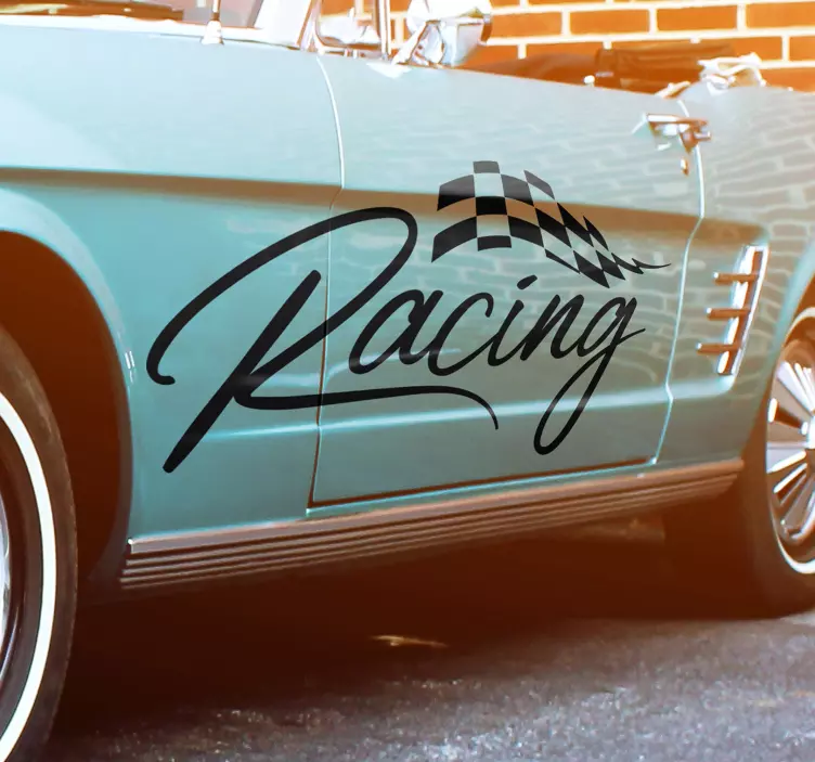 Vinilo para coches frase y bandera racing - TenVinilo