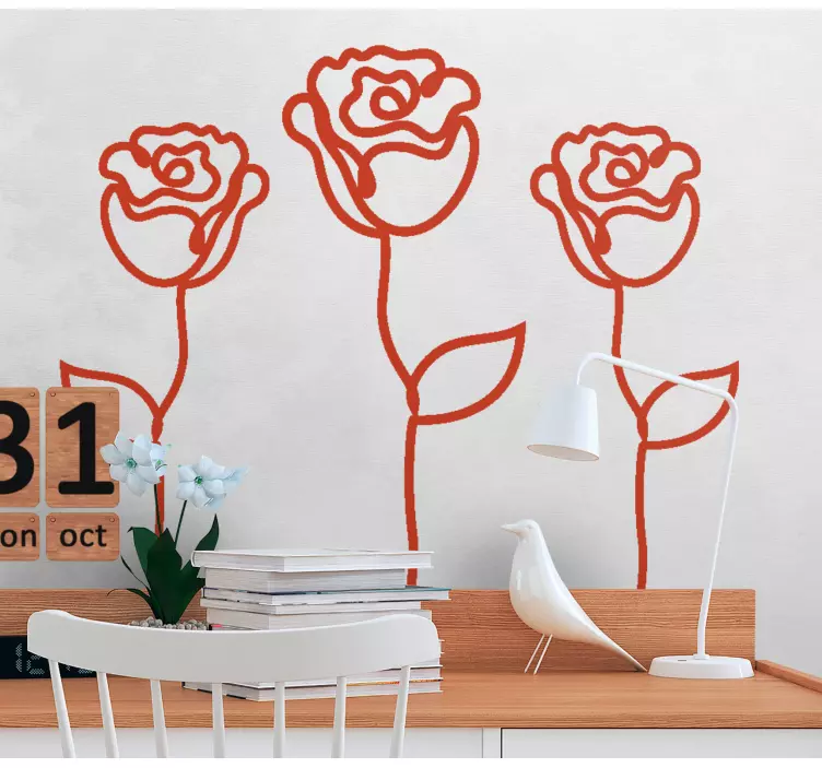 Vinilo para cristales Ilustración minimalista de rosas rojas - TenVinilo