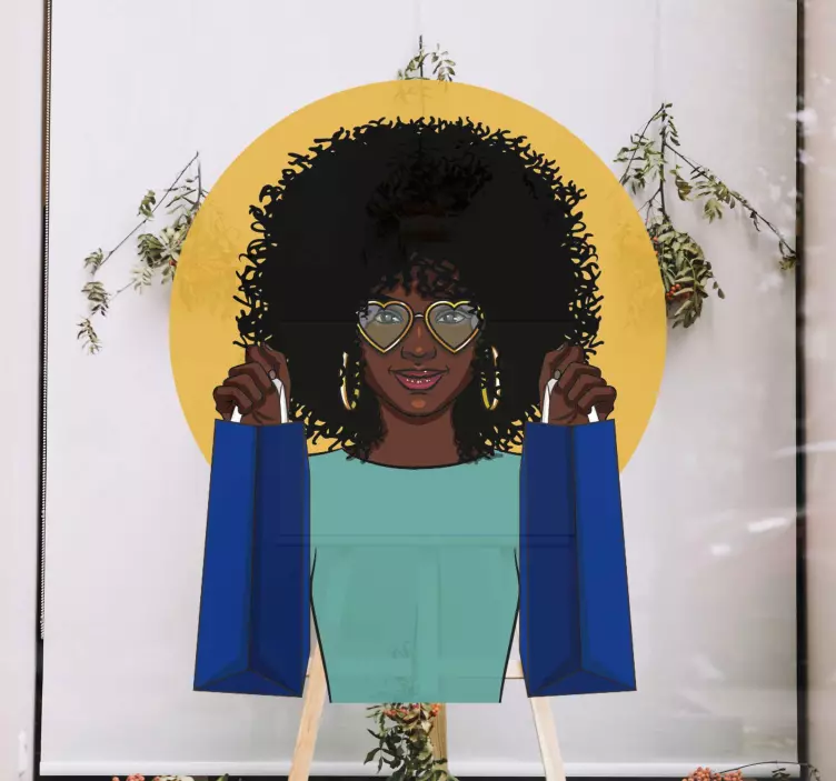 Vinilo para cristales Mujer con gafas venta de viernes negro - TenVinilo