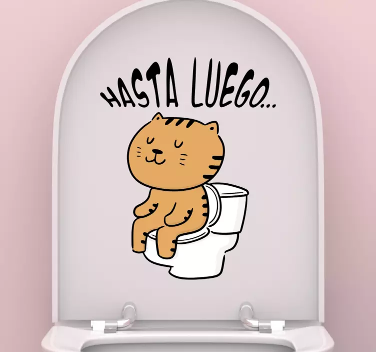 Vinilo para inodoro gato sentado en taza - TenVinilo