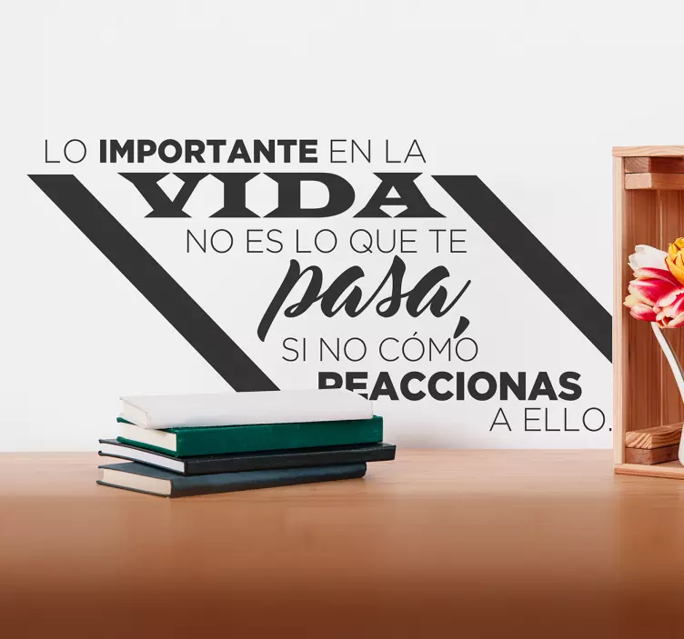 Vinilo pared frase motivadora importante es la reacción - TenVinilo