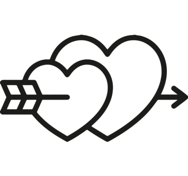 Pegatina San Valentín corazones y flechas - TenVinilo