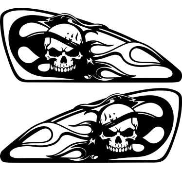 Pegatina moto calavera en llamas - TenVinilo