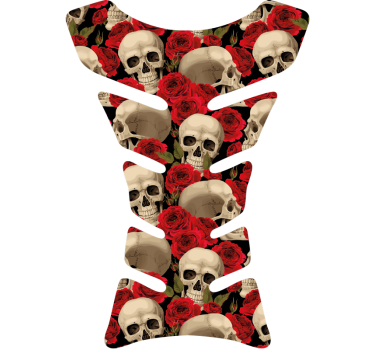 Pegatina moto calaveras y rosas - TenVinilo