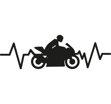 Pegatina moto diseño de latido de corazón de motocicleta - TenVinilo