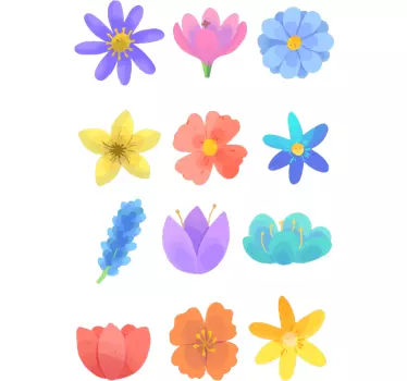 Pegatinas de flores diferentes primaverales - TenVinilo