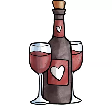 Vinilo gastronomía ilustración de botella de vino - TenVinilo