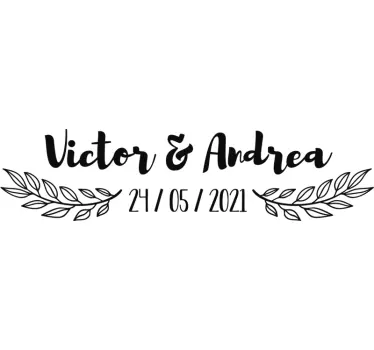 Pegatina boda nombre y fecha personalizados - TenVinilo