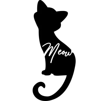 Vinilo para pared silueta gato miau - TenVinilo