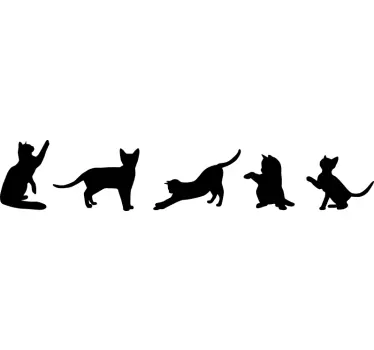 Pegatina gatos monocolor en movimiento - TenVinilo