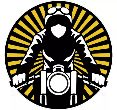 Pegatina moto vintage con motociclista - TenVinilo