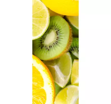 Vinilo puerta kiwi, limón y naranja - TenVinilo