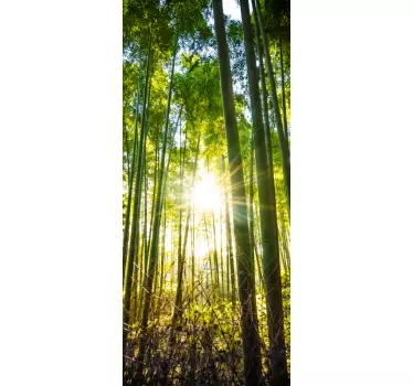 Vinilo para puerta bosque con destello - TenVinilo