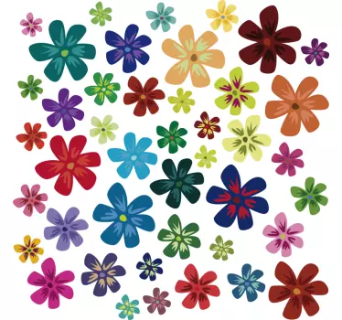 Vinilo habitación juvenil múltiples flores multicolor - TenVinilo