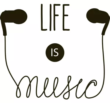 Pegatina portátil frase la vida es música  - TenVinilo