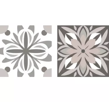 Azulejos adhesivos cocina con patrón de flor blanca - TenVinilo