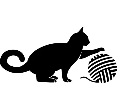 Pegatina gato madeja lana - TenVinilo