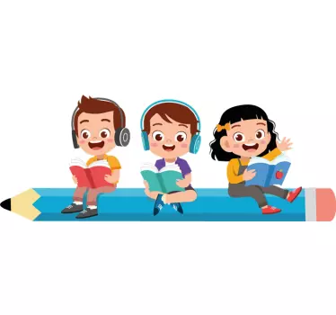 Vinilo ventana Lápiz como banco para niños - TenVinilo