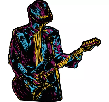 Vinilo musical silueta de guitarrista colorido - TenVinilo