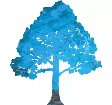 Vinilo skyline Árbol de hojas azules - TenVinilo