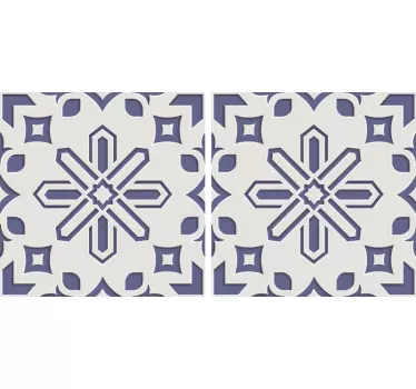 Vinilo para pared Lindos patrones de azulejos de cemento azul y b - TenVinilo