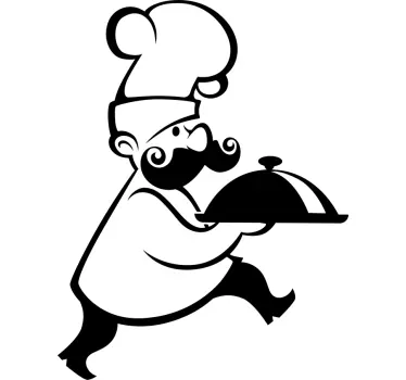 Vinilo para pared Feliz chef sosteniendo comida - TenVinilo