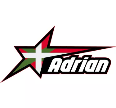 Pegatina moto Bandera vasca en estrella y nombre personalizado - TenVinilo
