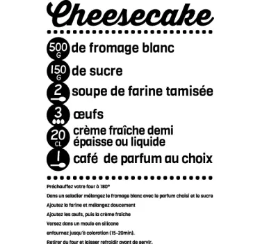 Vinilo decorativo receta cheesecake - TenVinilo