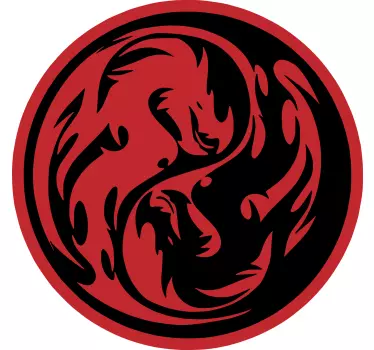 Vinilo para moto Dragón negro y rojo yin yang - TenVinilo