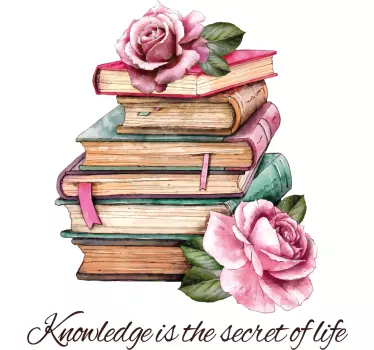 Vinilo frase célebre libros y rosas - TenVinilo