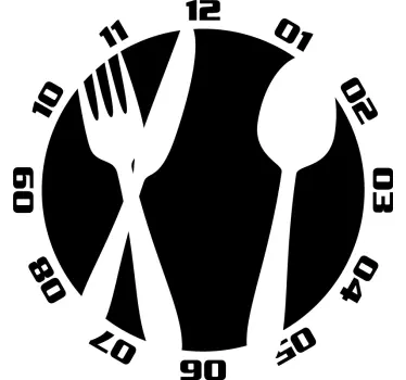 Reloj adhesivo pared cubiertos de cocina - TenVinilo