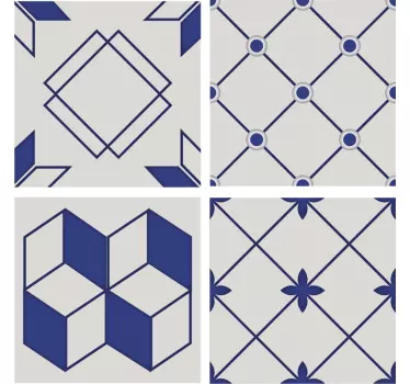 Azulejos vinílicos azules formas geométricas - TenVinilo