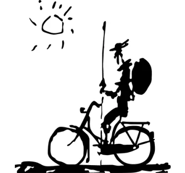 Vinilo para pared salón Quijote con bicicleta - TenVinilo