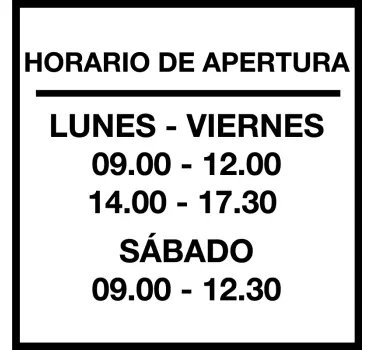 Vinilo decorativo para escaparate horario tienda personalizable - TenVinilo