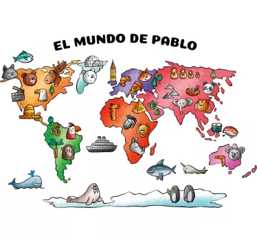 Vinilo pared mapamundi el mundo personalizable - TenVinilo