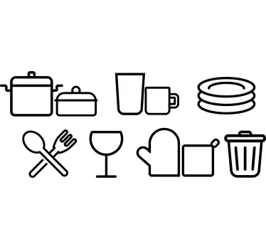 Vinilo para cocina iconos utensilios - TenVinilo
