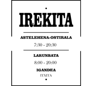 Vinilo horario para tienda en Euskera - TenVinilo
