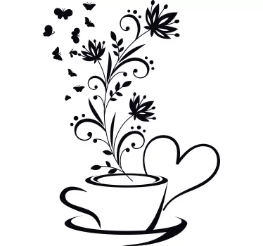 Vinilo para cocina café con flores - TenVinilo