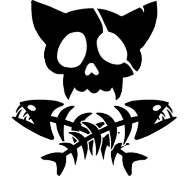 Pegatina calavera gato pirata - TenVinilo