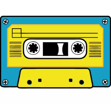 Pegatina cassette amarillo y azul - TenVinilo