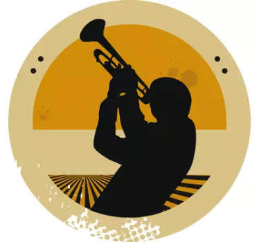 Pegatina círculo silueta trompetista - TenVinilo