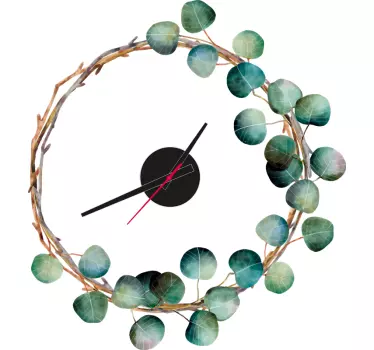 Reloj adhesivo pared eucalipto - TenVinilo