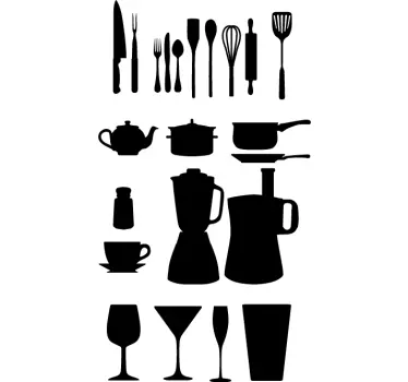 Sticker decorativo cocina siluetas - TenVinilo