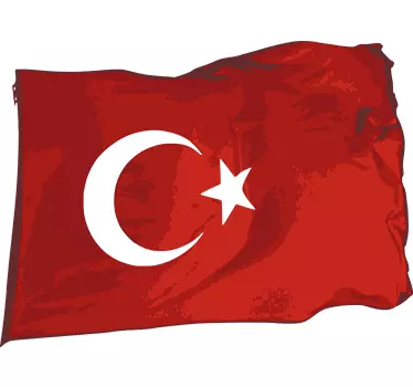 Vinilo decorativo bandera Turquía ondeando - TenVinilo