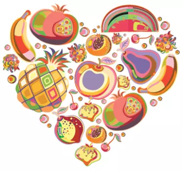 Vinilo para comedor corazón frutas pop - TenVinilo