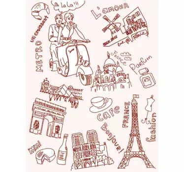 Vinilo decorativo dibujos de París - TenVinilo