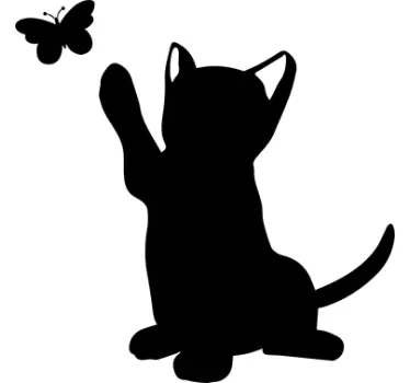 Vinilo decorativo gato persiguiendo mariposa - TenVinilo